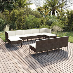 Maison Chic Salon de jardin 10 pcs + coussins - Mobilier/Meubles de jardin - Table et chaises d'extérieur Résine tressée Marron -MN41146