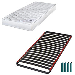 Ebac Matelas mousse + Sommier métal C39 90x190 Marly - Hauteur 15 cm - Soutien ferme