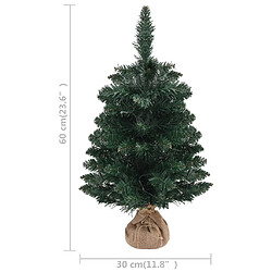 vidaXL Sapin de Noël artificiel pré-éclairé et supports vert 60 cm PVC pas cher