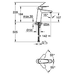 Mitigeur Robinet Lavabo chromé Eurodisc Cosmopolitan GROHE 23449002