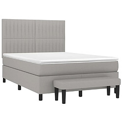 Avis Maison Chic Lit Adulte - Lit simple Lit à sommier tapissier avec matelas moelleux - Meuble de Chambre - Gris clair 140x200cm Tissu -MN58325