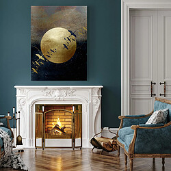 Pegane Tableau avec photo imprimée lune brillante dorée avec effet métallique - Longueur 70 x Profondeur 2 x Hauteur 100 cm