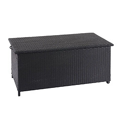 Avis Decoshop26 Coffre de rangement pour jardin en polyrotin noir avec roulettes rangement coussins 51x100x50cm 170L 04_0001367