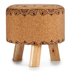 Avis TABOURET REMBOURRE POUF MANDALA MARRON POUF LIEGE ROND 3 PATES BOIS MANDALA REPOSE PIEDS POUF REMBOURRE 28X28X28CM+GIFTDECOR