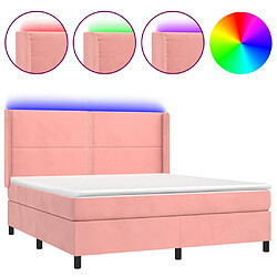 vidaXL Sommier à lattes de lit matelas et LED Rose 160x200 cm Velours