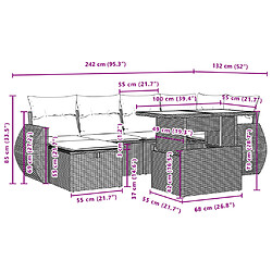 vidaXL Salon de jardin avec coussins 7 pcs gris résine tressée pas cher