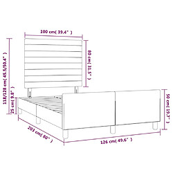 vidaXL Cadre de lit sans matelas bleu foncé 120x200 cm velours pas cher