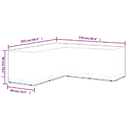 vidaXL Housse de salon de jardin Forme de L 12 œillets 250x250x90 cm pas cher