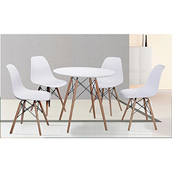 Pegane Ensemble de table à manger rectangulaire + lot de 4 chaises coloris blanc