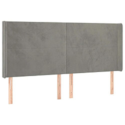 Maison Chic Tête de lit scandinave avec oreilles,meuble de chambre Gris clair 203x16x118/128 cm Velours -MN93607