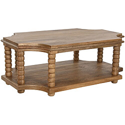 Pegane Table basse, table de salon en bois de manguier coloris naturel - longueur 131 x profondeur 80 x Hauteur 48 cm