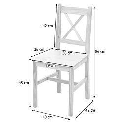 Decoshop26 Lot de 2 chaises de cuisine design rustique en bois de pin blanc 04_0007353 pas cher