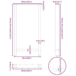 vidaXL Pieds de table basse noir 2 pcs 60x(110-111) cm acier pas cher