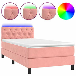 Maison Chic Lit adulte- Lit + matelas,Sommier à lattes de lit avec matelas et LED Rose 80x200 cm -GKD73915