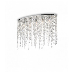 Ideal Lux Plafonnier Chrome en cristal RAIN CLEAR 5 ampoules