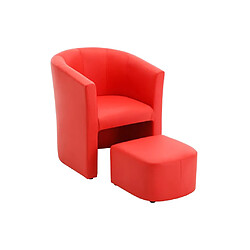 Acheter Vente-Unique Fauteuil cabriolet et pouf en simili rouge JOVANA