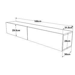 Helloshop26 Meuble TV 180 cm effet chêne rustique/blanc