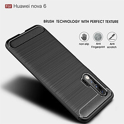 Wewoo Coque Pour Huawei Nova 6 TPU en fibre de carbone à texture brossée noir