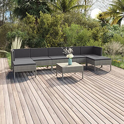 Maison Chic Salon de jardin 8 pcs + coussins - Mobilier/Meubles de jardin - Table et chaises d'extérieur Résine tressée Gris -MN33951