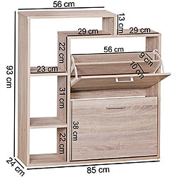Acheter Mes Meuble à chaussures 2 abattants 85x24x93 cm décor chêne