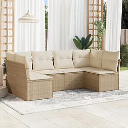 Maison Chic Salon de jardin avec coussins 6 pcs | Ensemble de Table et chaises | Mobilier d'Extérieur beige résine tressée -GKD21559