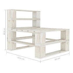 Acheter Helloshop26 Canapé de milieu palette de jardin bois 60 x 67,5 x 60,8 cm blanc 02_0011858