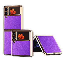 Coque en TPU + PU électroplaqué, texture croisée violet pour votre Samsung Galaxy Z Flip3 5G