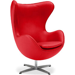 ICONIK INTERIOR Fauteuil avec accoudoirs - Revêtement en cuir - Design en forme d'œuf - Brave Rouge