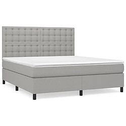 Maison Chic Lit adulte- Lit + matelas,Sommier à lattes de lit avec matelas Gris clair 180x200cm Tissu -GKD35237