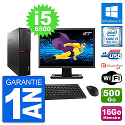 PC Lenovo M800 SFF Ecran 27" Intel i5-6500 RAM 16Go Disque 500Go Windows 10 Wifi - Occasion