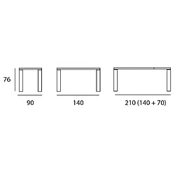 Inside 75 Table repas extensible ECO 8 couverts 140/210x90 cm pieds bois plateau chêne noueux