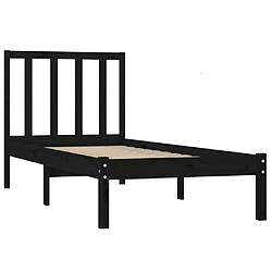 Acheter Maison Chic Lit Moderne Chambre - Cadre/structure de lit pour adulte Noir Bois de pin massif 75x190 cm Petit simple -MN61108