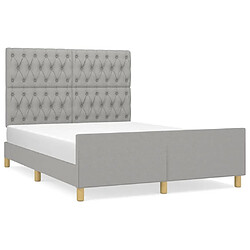 Maison Chic Lit adulte - Cadre Structure de lit avec tête de lit Contemporain Gris clair 140x190 cm Tissu -MN19304