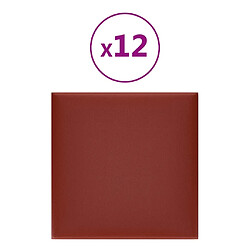 vidaXL Panneaux muraux 12pcs Rouge bordeaux 30x30cm Similicuir 1,08 m²