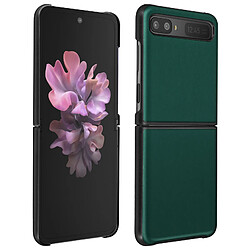 Avizar Coque Samsung Galaxy Z Flip Cuir Véritable Rigide Deux Parties Vert Foncé