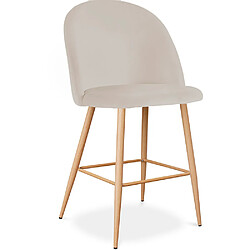 ICONIK INTERIOR Tabouret tapissé en velours - Design scandinave - 66cm - Evelyne Beige