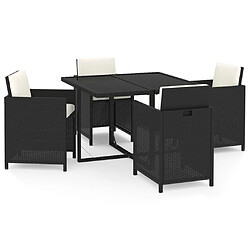 vidaXL Ensemble à dîner de jardin avec coussins 5 pcs poly rotin noir