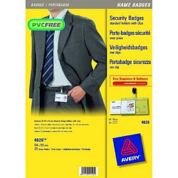 Avery - 4826 - 25 porte-badges pour 1 carte magnétiques avec pince - 54x85 mm