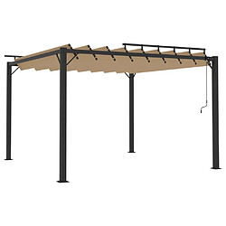 Maison Chic Tonnelle | Pergola avec toit à persienne 3x3 m Taupe Tissu et aluminium -GKD92886