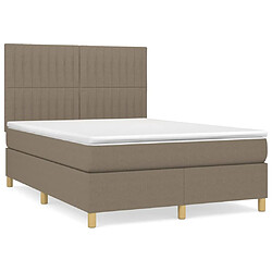 vidaXL Sommier à lattes de lit avec matelas Taupe 140x200 cm Tissu