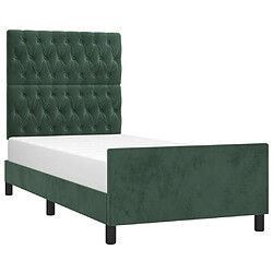 Avis Maison Chic Lit adulte - Cadre Structure de lit avec tête de lit Contemporain Vert foncé 90x190 cm Velours -MN87123