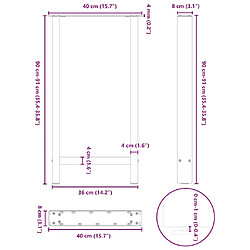 vidaXL Pieds de table basse noir 2 pcs 40x(90-91) cm acier pas cher