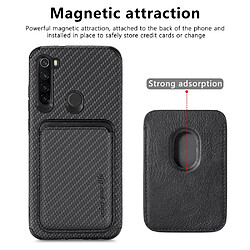 Coque en TPU + PU texture en fibre de carbone, anti-rayures, absorption magnétique avec porte-carte noir pour votre Xiaomi Redmi Note 8T