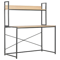 Helloshop26 Bureau table poste de travail meuble d'ordinateur informatique étude d'ordinateur et chêne 120 x 60 x 138 cm noir 02_0023753