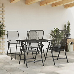 Ensemble à manger de jardin 5 pcs,Table et chaise à dîner anthracite métal maille -MN24523