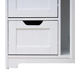 Mobili Rebecca Meuble Multifonction 4 Tiroirs 1 Porte Bois Blanc Meuble De Salle De Bain Moderne pas cher