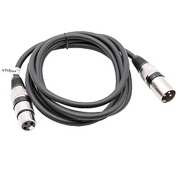 vhbw Câble lumière DMX, 2m, prise XLR mâle et femelle, 3 broches, câble PVC, noir compatible avec éclairage scénique, projecteurs ...