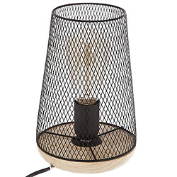 Atmosphera, Createur D'Interieur Lampe à poser en fer et bois - H. 23 cm - Noir