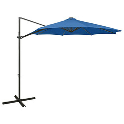 Maison Chic Parasol Jardin | Parasol déporté avec mat et lumières LED Bleu azur 300 cm - GKD78760