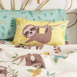 Happy Friday Housse de coussin HappyFriday Moshi Moshi Happy Sloth Multicouleur 50 x 30 cm pas cher